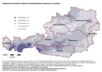 Durchschnittliche Temperatur im Jänner in der Zukunft (Ø2031-2040)