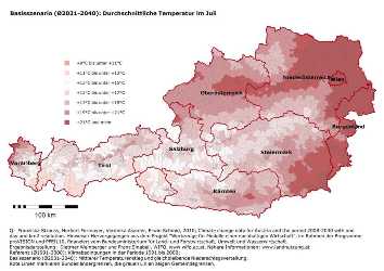 Durchschnittliche Temperatur im Juli in der Zukunft (Ø2031-2040)